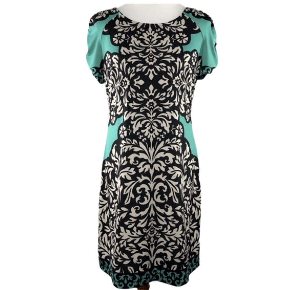 ❤️3/$25 INC international concepts blk/teal dress